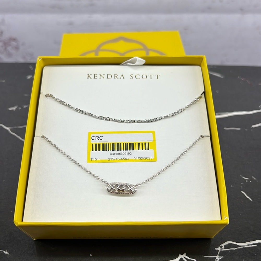Kendra Scott Emma Filigree Pendant Necklace Set 2pc Silver